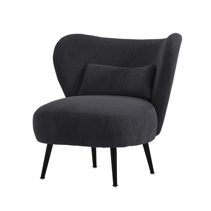Armchair Lounge Chair With Lumbar Pillow Wingback Velvet Charcoal