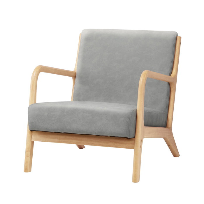 3X Armchair Lounge Chair Accent Armchairs Couches Sofa Wood Light Grey
