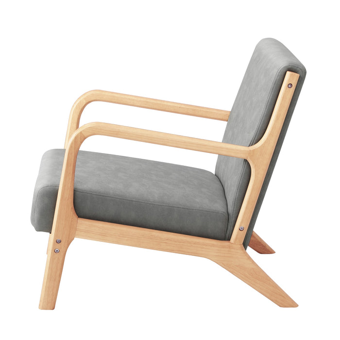 3X Armchair Lounge Chair Accent Armchairs Couches Sofa Wood Light Grey