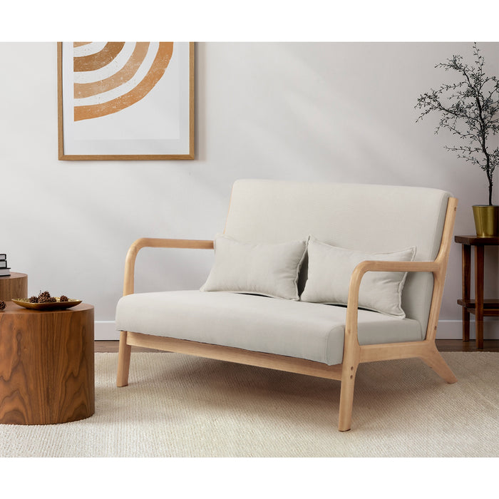 2X Armchair Lounge Chair Accent Armchairs Couches Sofa Wood Light Beige