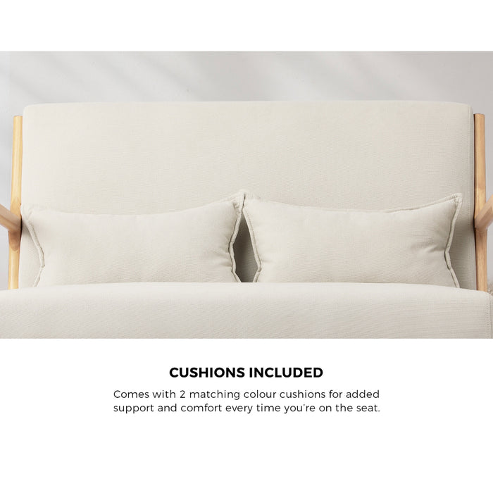 2X Armchair Lounge Chair Accent Armchairs Couches Sofa Wood Light Beige