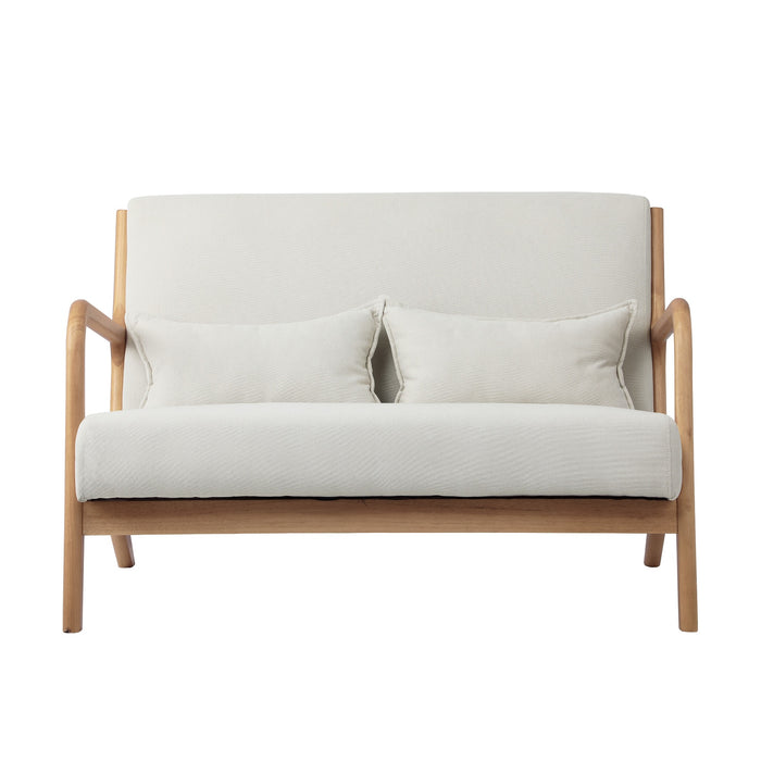 2X Armchair Lounge Chair Accent Armchairs Couches Sofa Wood Light Beige