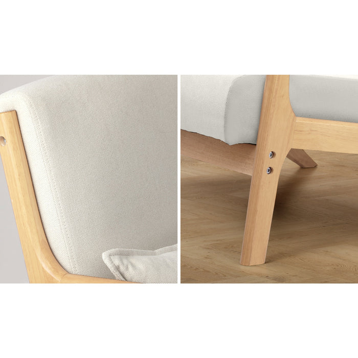 3X Armchair Lounge Chair Accent Armchairs Couches Sofa Wood Light Beige