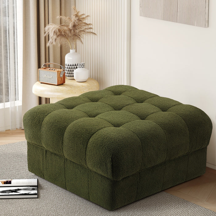 1 Seater Boucle Modular Ottoman Lounge Chair Armless Tofu Green