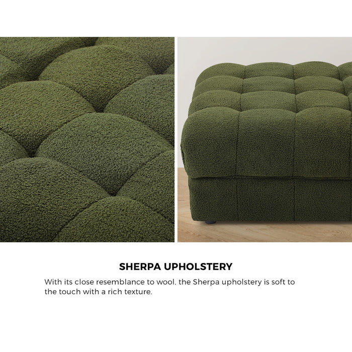 1 Seater Boucle Modular Ottoman Lounge Chair Armless Tofu Green