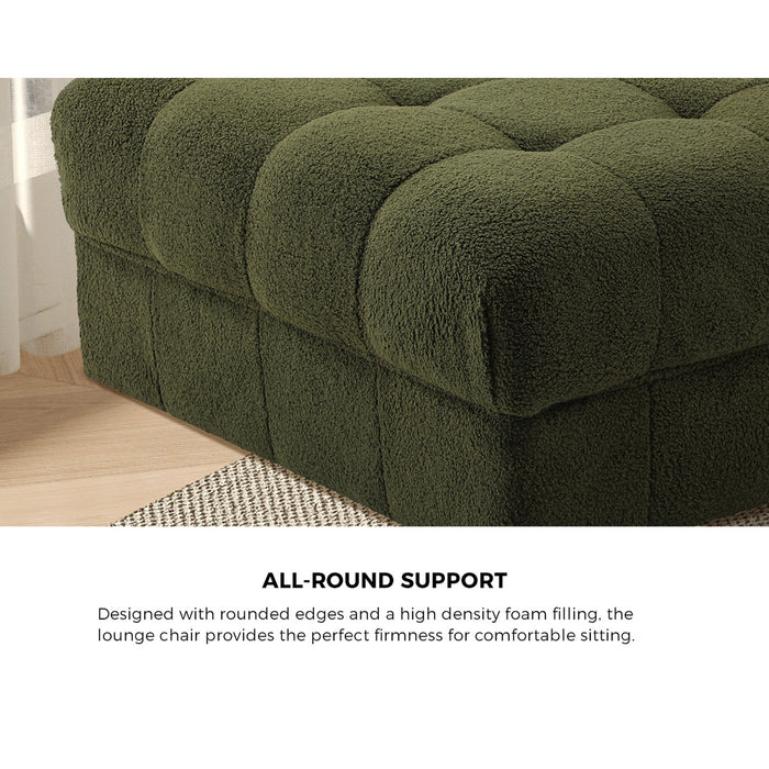 1 Seater Boucle Modular Ottoman Lounge Chair Armless Tofu Green