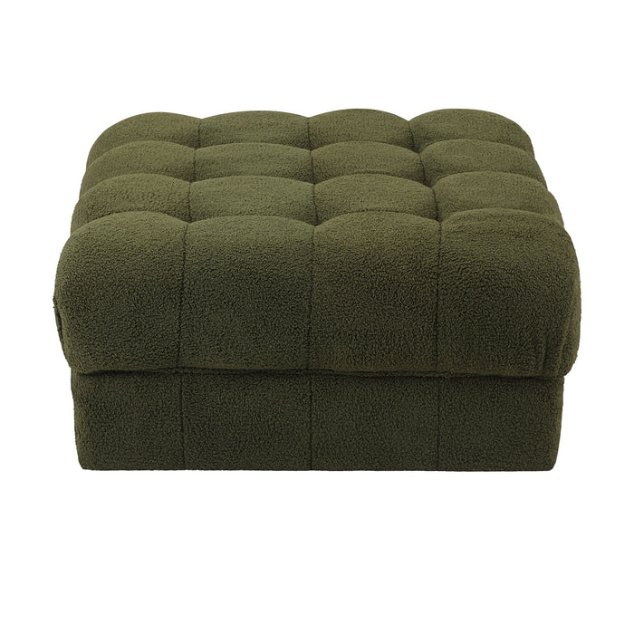 1 Seater Boucle Modular Ottoman Lounge Chair Armless Tofu Green