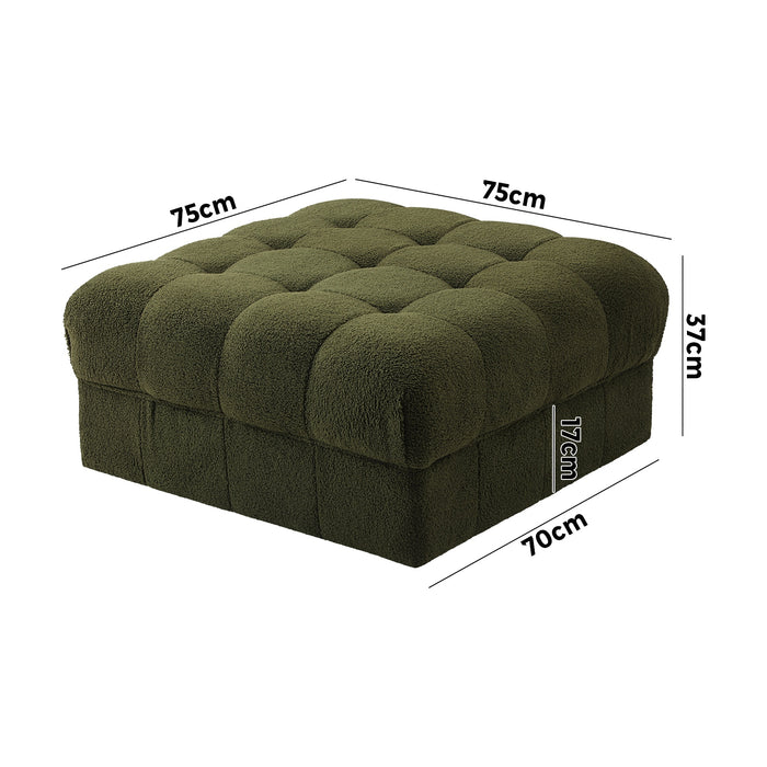 1 Seater Boucle Modular Ottoman Lounge Chair Armless Tofu Green