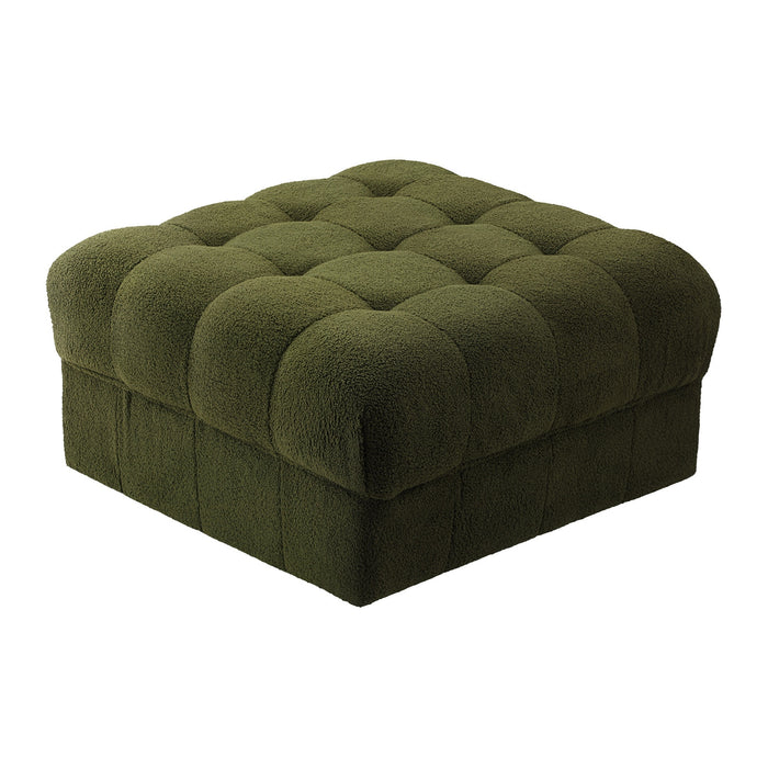1 Seater Boucle Modular Ottoman Lounge Chair Armless Tofu Green