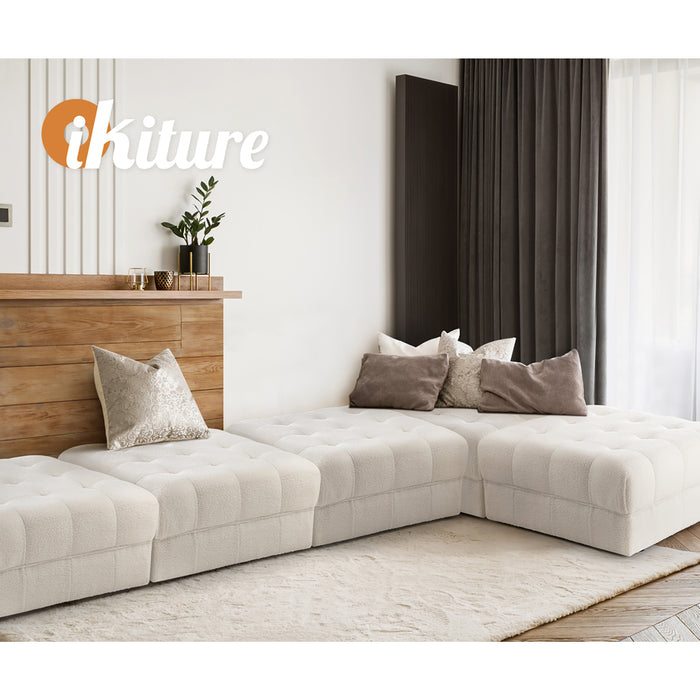 1-6 Seater Boucle / Velvet Modular Sofa & Ottoman Set Armless Tofu Back