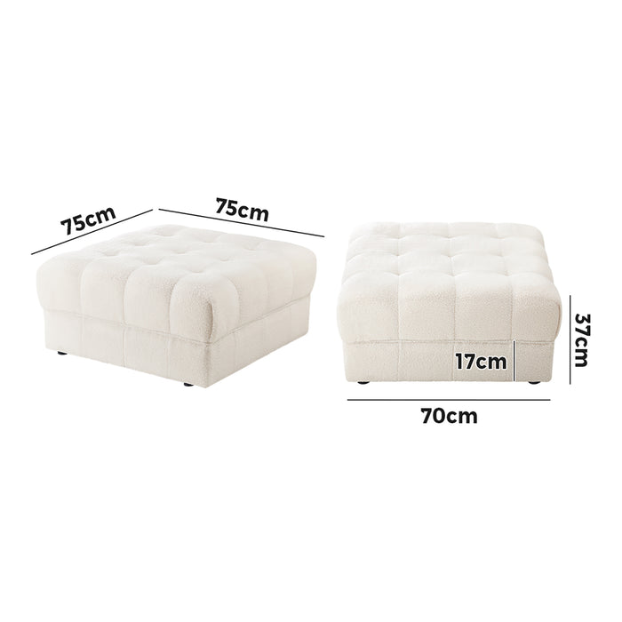 1 Seater Boucle Modular Ottoman Lounge Chair Armless Tofu White