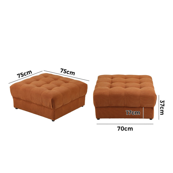 1 Seater Velvet Modular Ottoman Lounge Chair Armless Tofu Brown