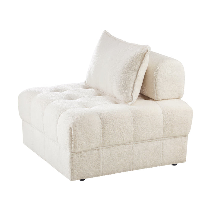 2 Seater Boucle Modular Sofa Lounge Chair Armless Tofu Back White