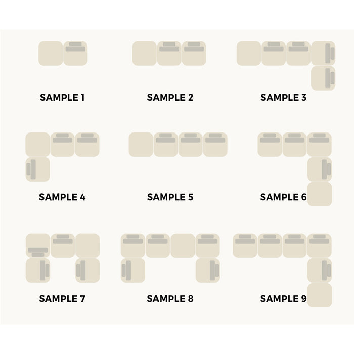 6 Seater Boucle Modular Sofa & Ottoman Set Armless Tofu Back Green