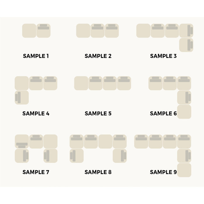 4 Seater Boucle Modular Sofa & Ottoman Set Armless Tofu Back White