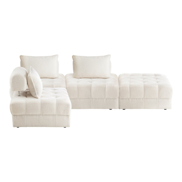 1-6 Seater Boucle / Velvet Modular Sofa & Ottoman Set Armless Tofu Back