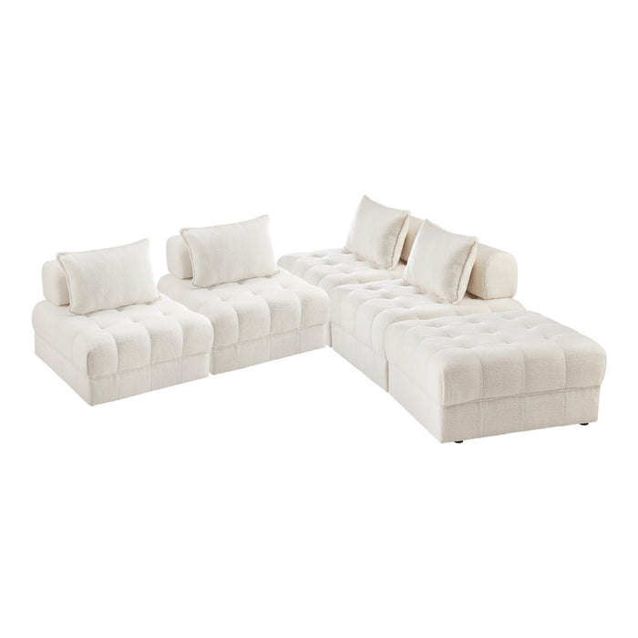 1-6 Seater Boucle / Velvet Modular Sofa & Ottoman Set Armless Tofu Back