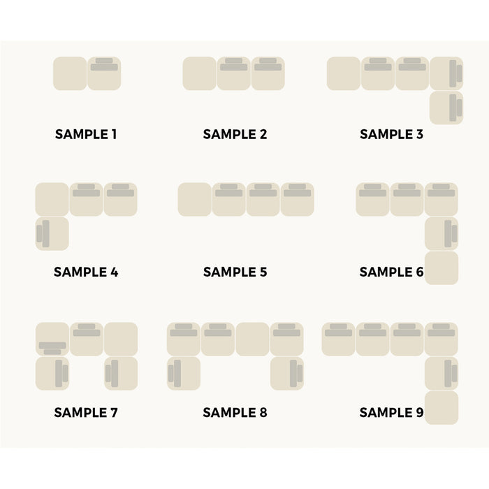 6 Seater Boucle Modular Sofa & Ottoman Set Armless Tofu Back White