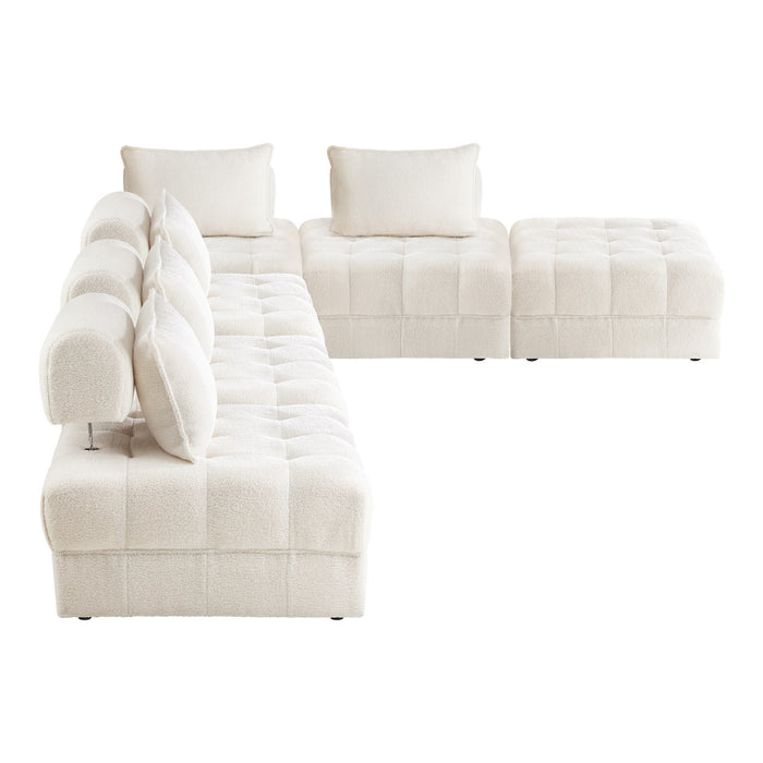 1-6 Seater Boucle / Velvet Modular Sofa & Ottoman Set Armless Tofu Back