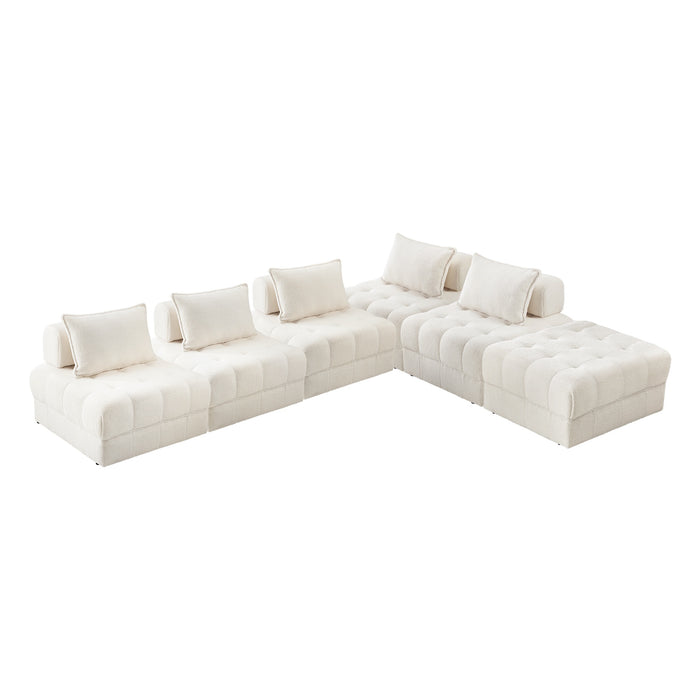1-6 Seater Boucle / Velvet Modular Sofa & Ottoman Set Armless Tofu Back