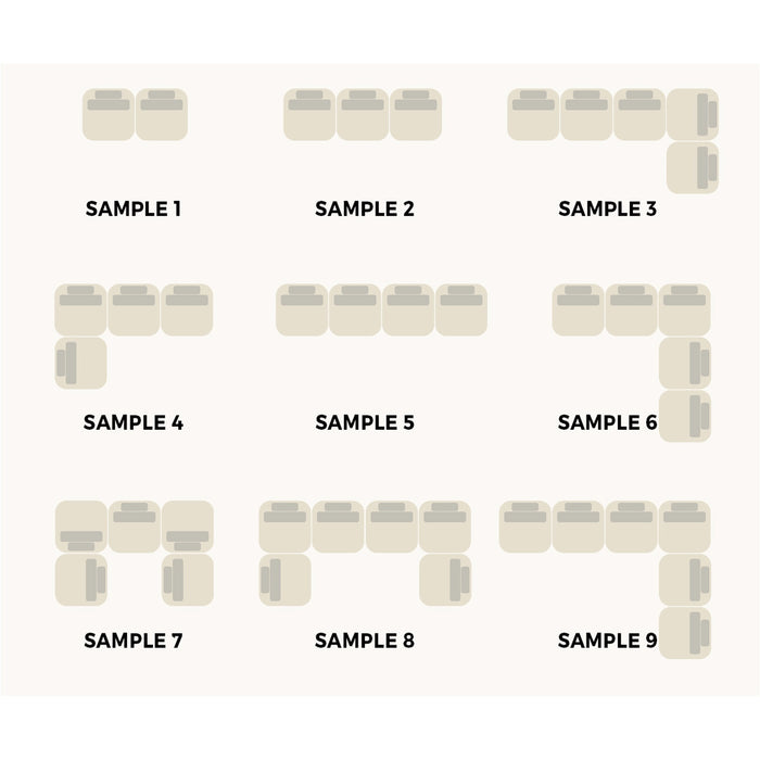 2 Seater Velvet Modular Sofa & Ottoman Set Armless Tofu Back Brown