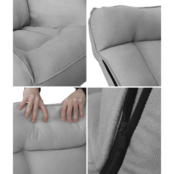 2X 360 Swivel Recliner Armchair Lounge Ottoman Chair With Stool Grey