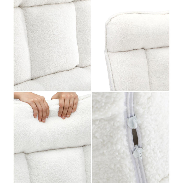 2X 360 Swivel Recliner Armchair Lounge Ottoman Chair With Stool Sherpa