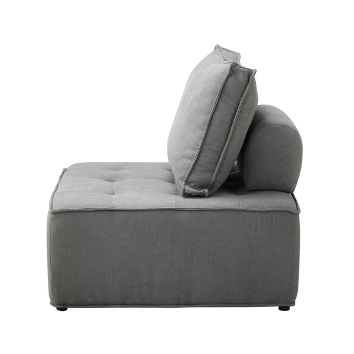 1Pc Modular Sofa Lounge Chair Armless Adjustable Back Linen Grey