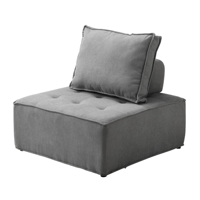 1Pc Modular Sofa Lounge Chair Armless Adjustable Back Linen Grey