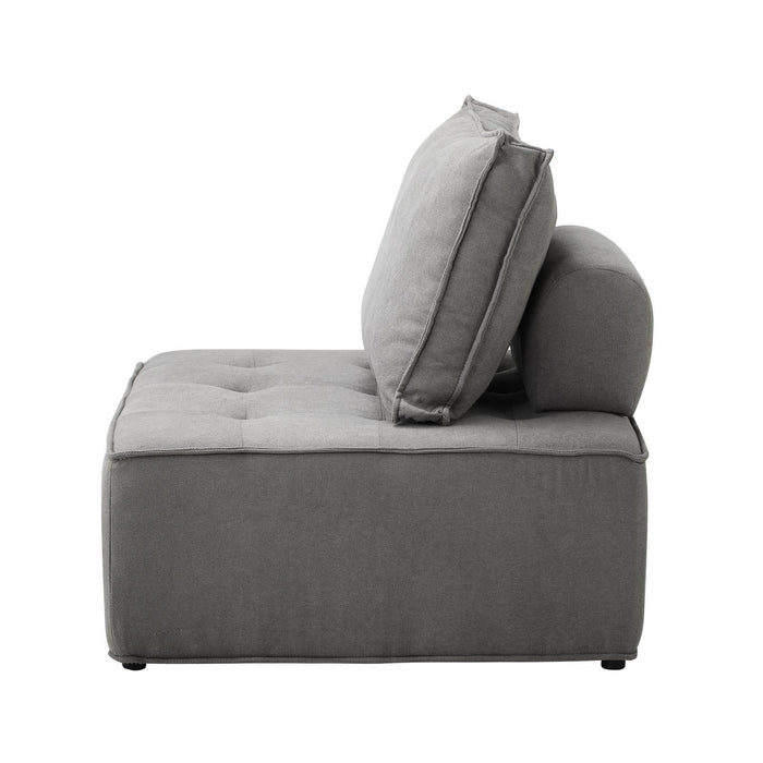 2 Pack Modular Sofa Lounge Chair Armless Tofu Back Linen Grey