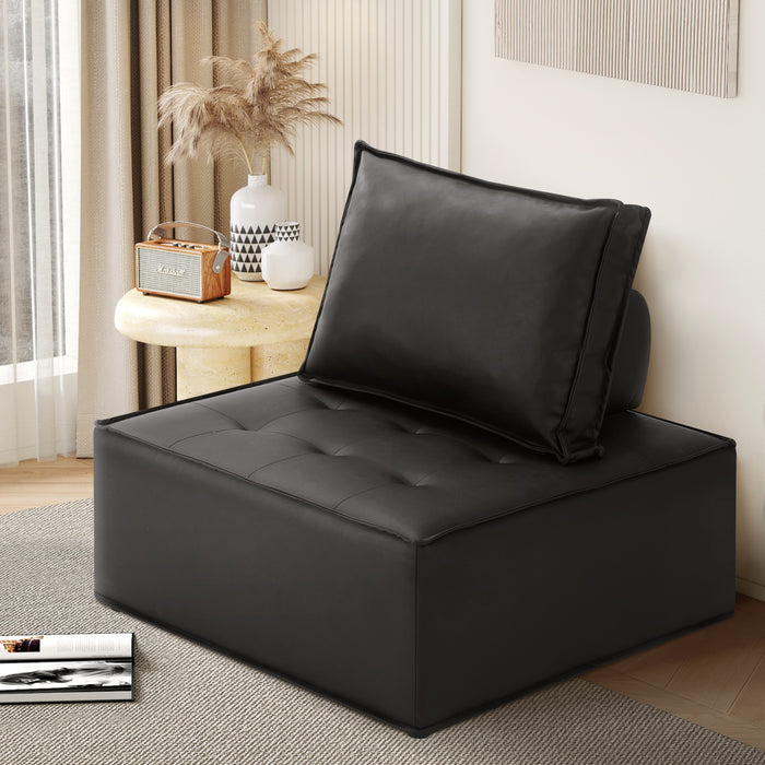 1 Pc Modular Sofa Lounge Chair Armless Tofu Back PU Leather