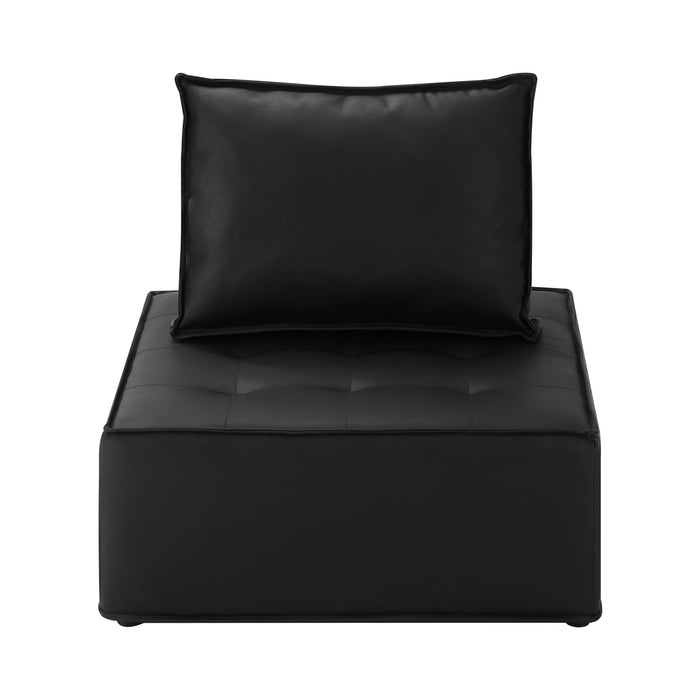 1 Pc Modular Sofa Lounge Chair Armless Tofu Back PU Leather