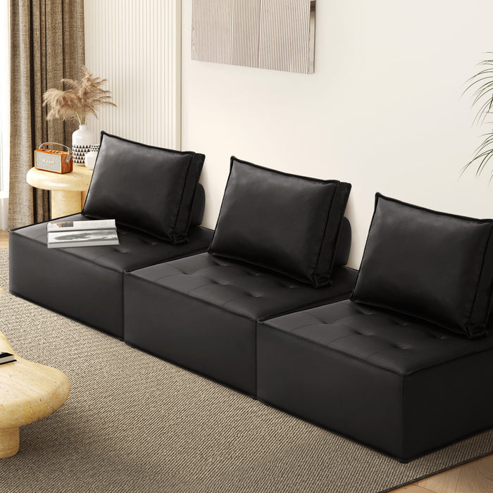 3Pcs Modular Sofa Lounge Chair Armless Tofu Back Pu