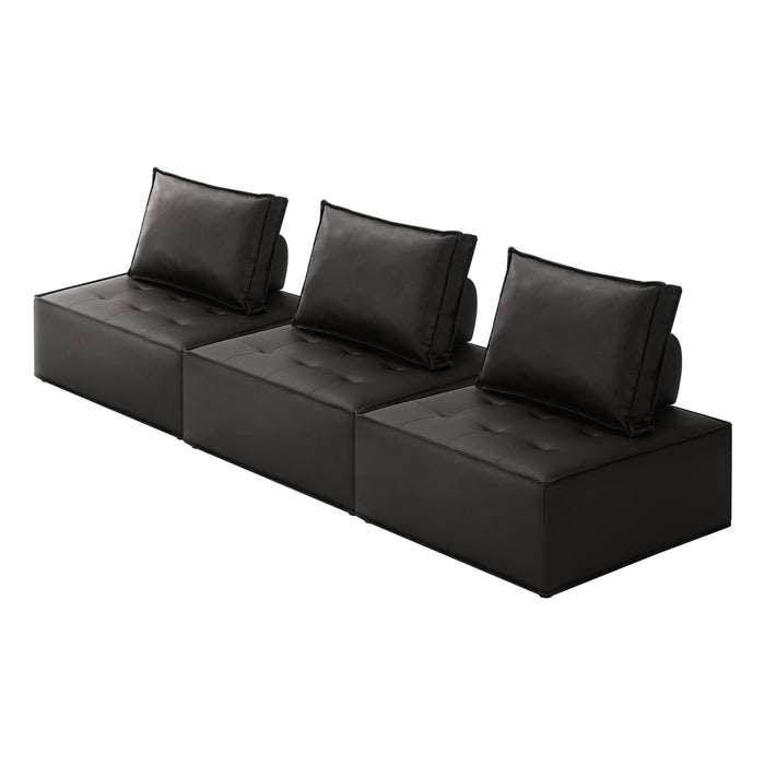 3Pcs Modular Sofa Lounge Chair Armless Tofu Back Pu