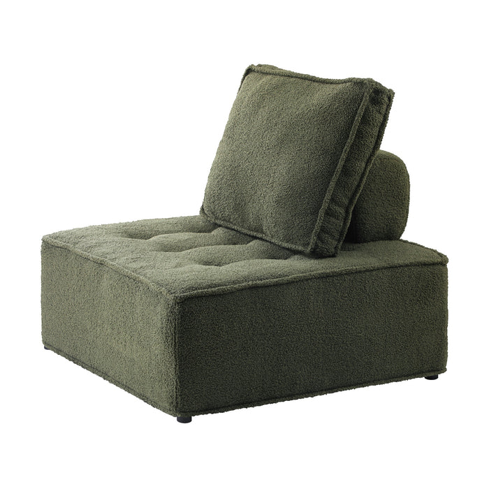 1Pc Modular Sofa Lounge Chair Armless Tofu Back Sherpa Green
