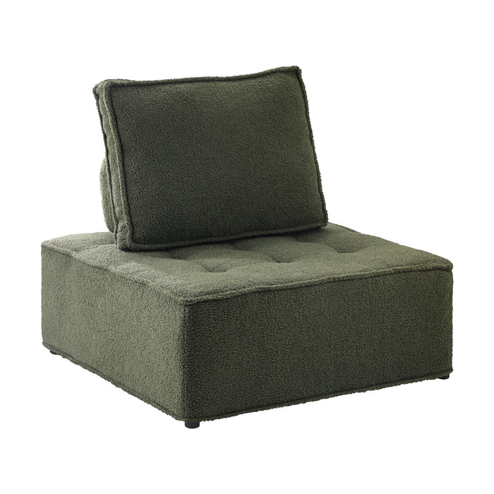 4Pcs Modular Sofa Lounge Chair Armless Tofu Back Sherpa Green