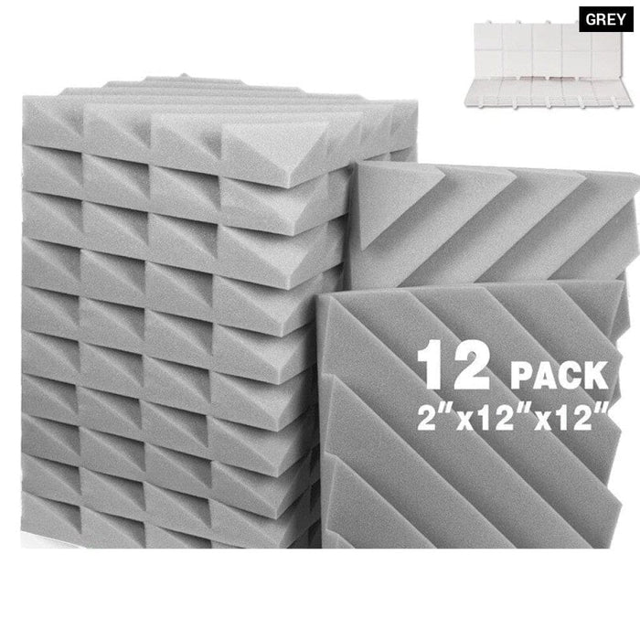 Acoustic Foam Panels 12 Pcs White Studio Diamond Groove