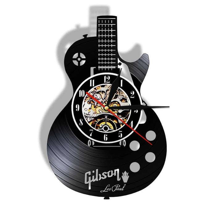 Acoustic Guitar Wall Art Led Vinyl Record Clock Musical