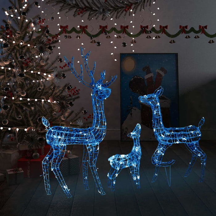 Acrylic Reindeer Family Christmas Decoration 300 Led Blue