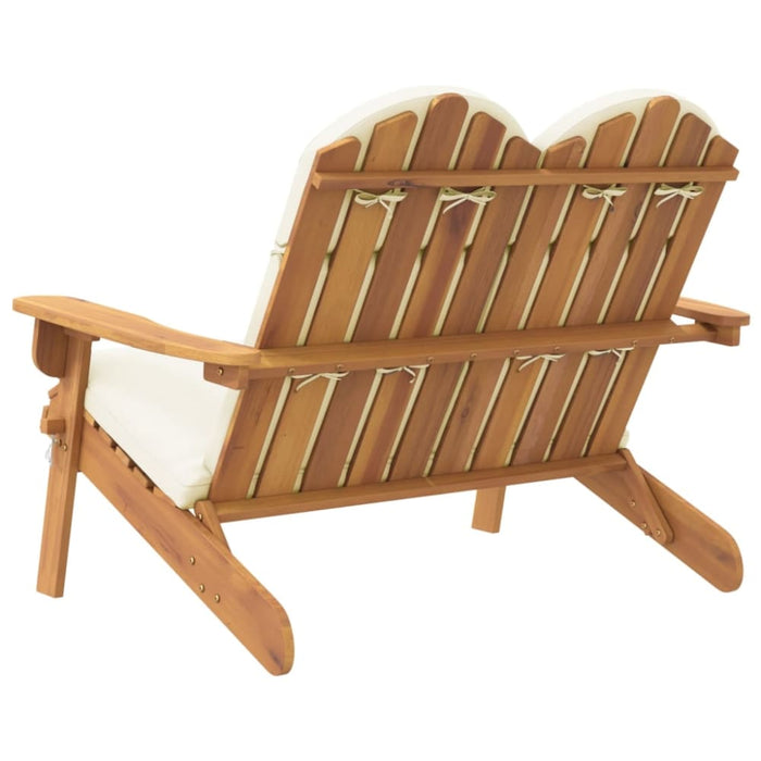 Adirondack Garden Bench with Cushions 126 Cm Solid Wood