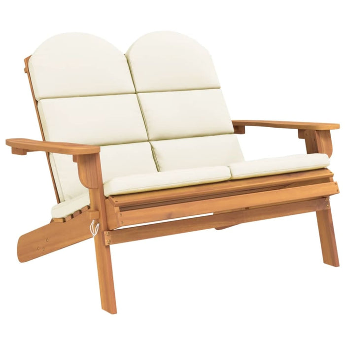 Adirondack Garden Bench with Cushions 126 Cm Solid Wood