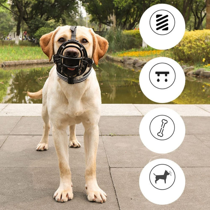 Adjustable Anti - biting Silicone Reflective Dog Muzzle Mask