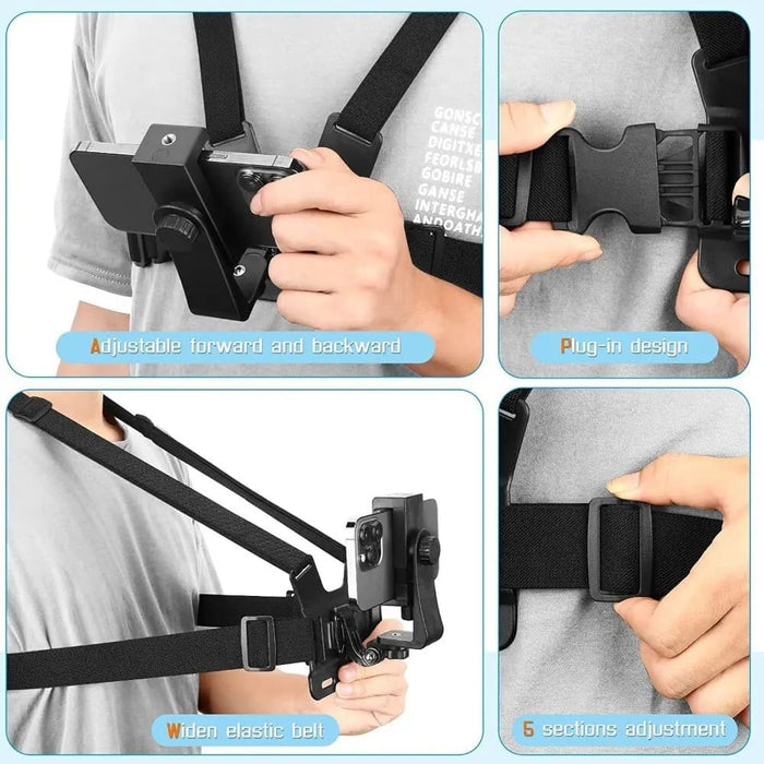 Adjustable Phone Clip With Chest Strap For Sport Camera