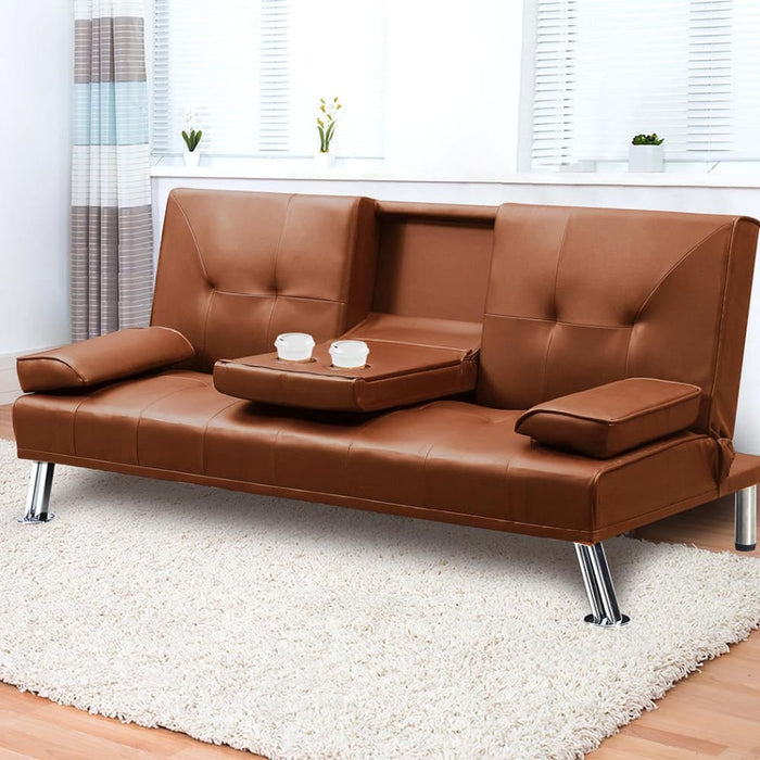 Adjustable Sofa Bed Lounge Futon Couch Leather Beds 3