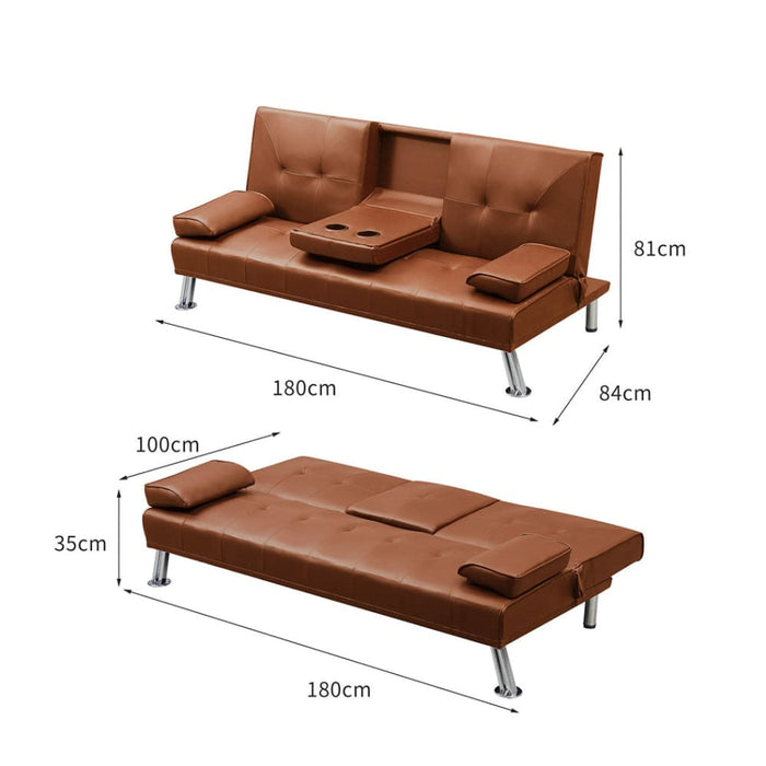 Adjustable Sofa Bed Lounge Futon Couch Leather Beds 3