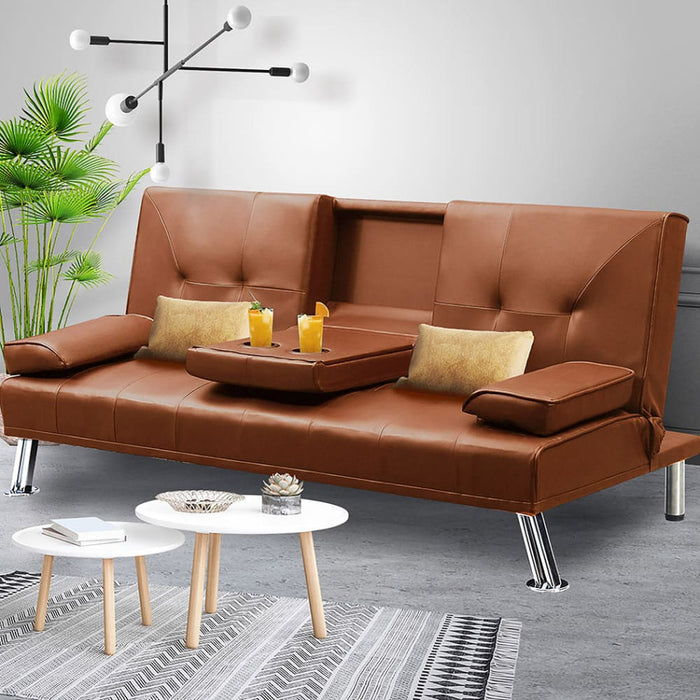 Adjustable Sofa Bed Lounge Futon Couch Leather Beds 3