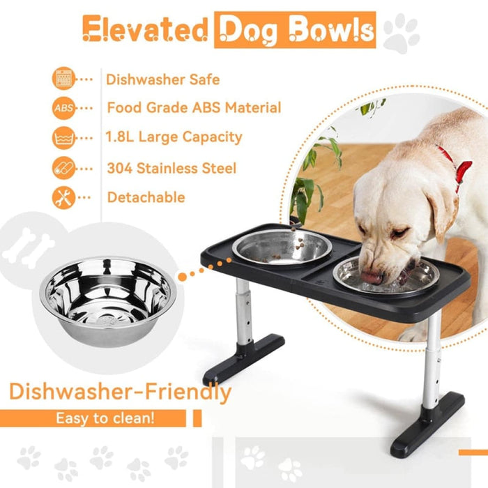 Adjustable Spill Proof 2 Large Dog Bowls