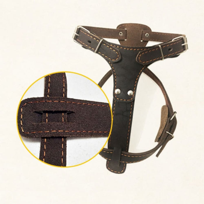 Adjustable Strap Leather Dog Harness