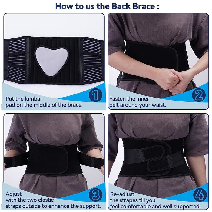Adjustable Waist Lumbar Support Belt with 6 Stays & 16-hole