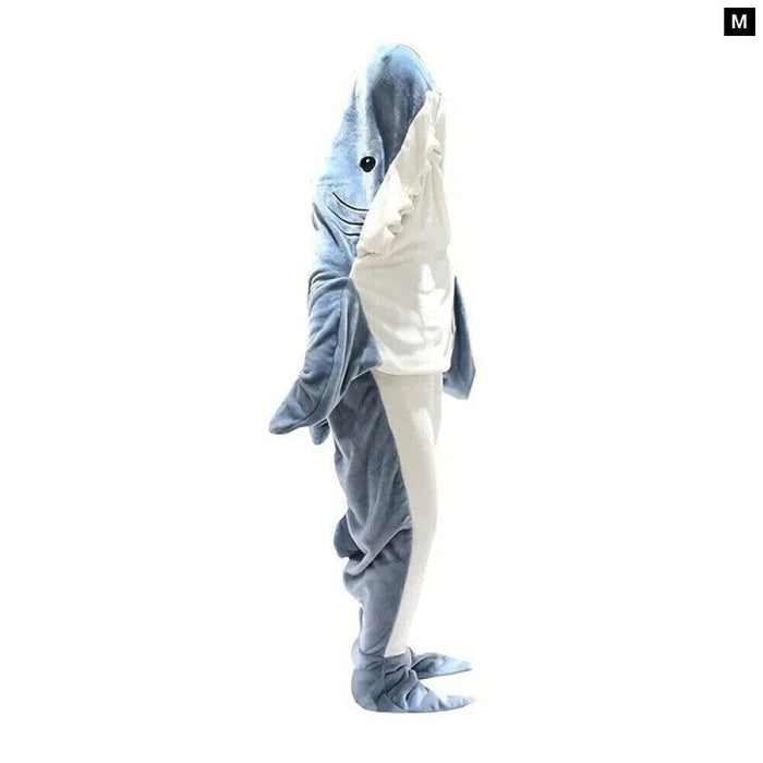 Adult Shark Blanket Winter Wearable Hooded Onesie